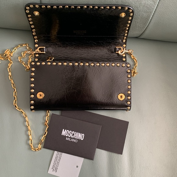 Moschino NWT Logo Leather Wallet on a Chain - Picture 9 of 14